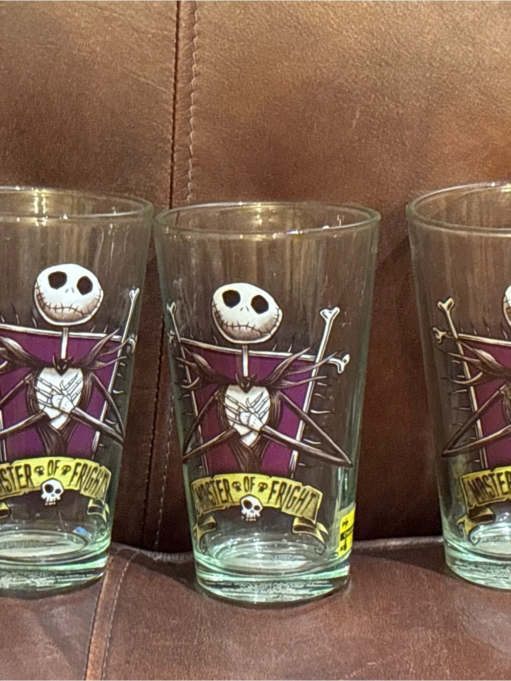 Nightmare Before Christmas Jack Skellington Pint Glass - Purple set of 3